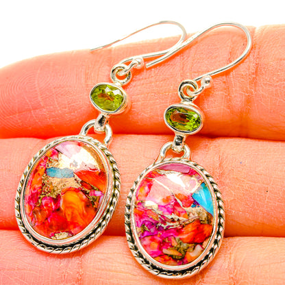 Kingman Pink Dahlia Turquoise Earrings handcrafted by Ana Silver Co - EARR429985