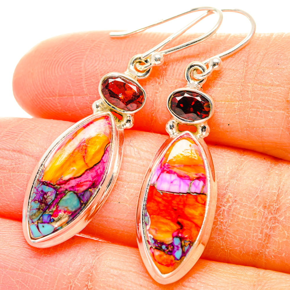 Kingman Pink Dahlia Turquoise Earrings handcrafted by Ana Silver Co - EARR429995
