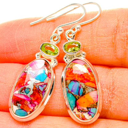 Kingman Pink Dahlia Turquoise Earrings handcrafted by Ana Silver Co - EARR430019
