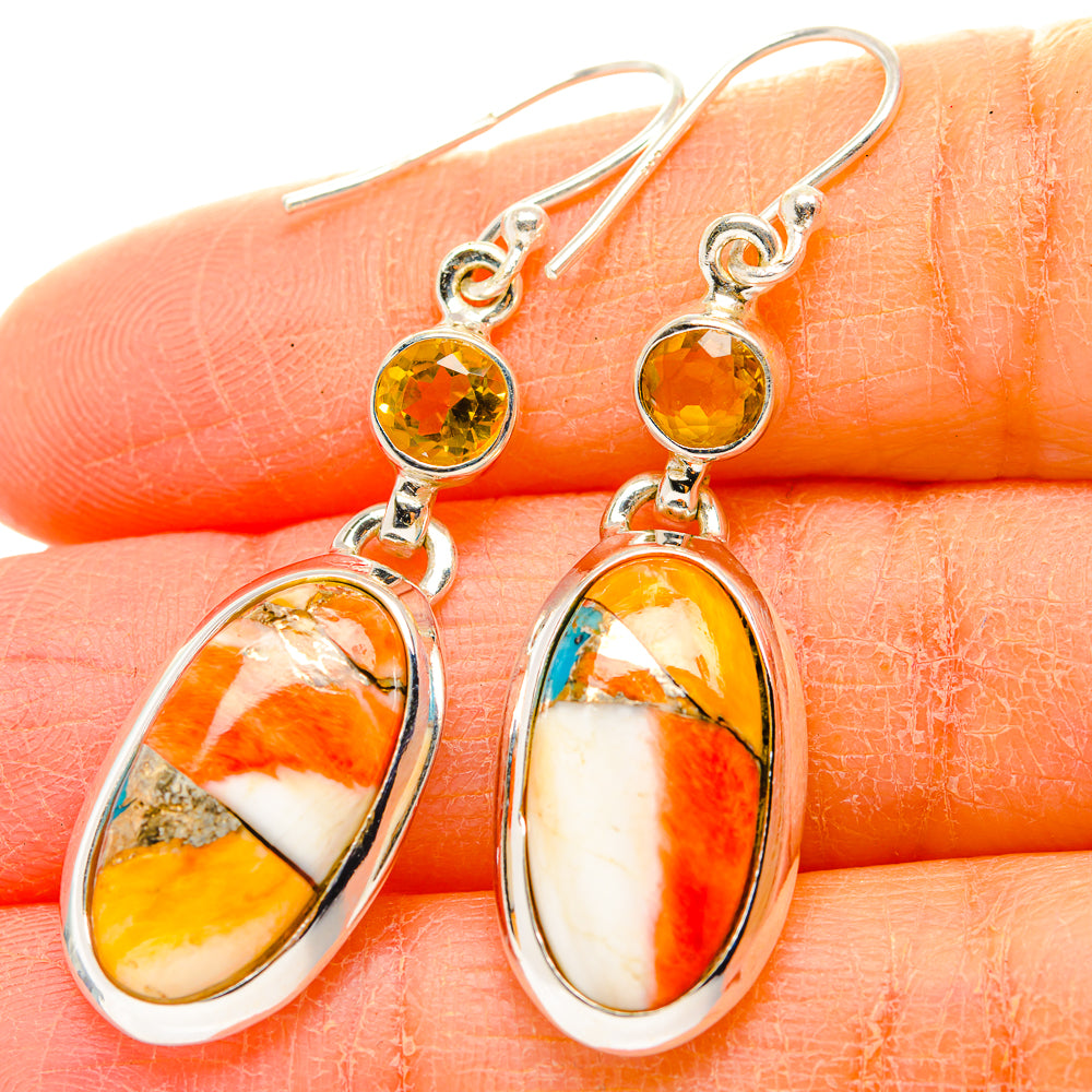 Spiny Oyster Turquoise Earrings handcrafted by Ana Silver Co - EARR430027