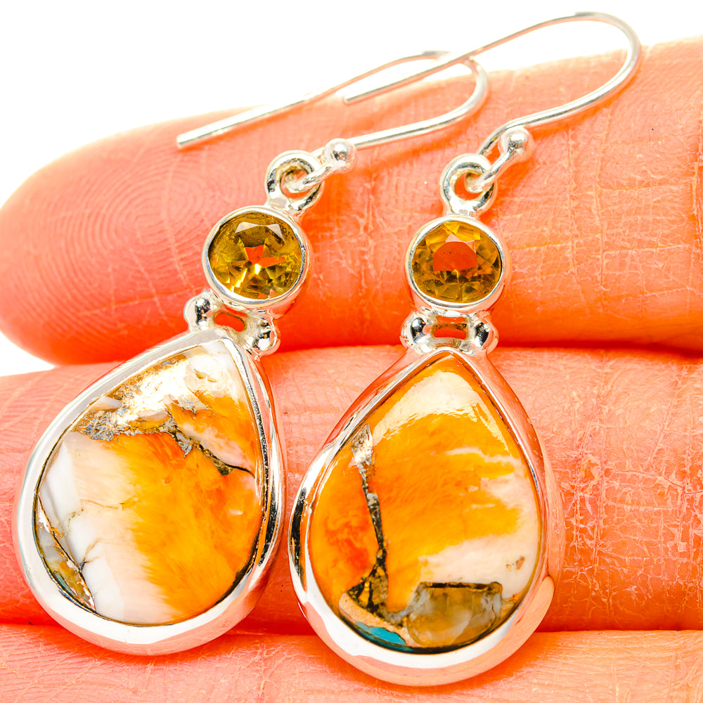 Spiny Oyster Turquoise Earrings handcrafted by Ana Silver Co - EARR430028