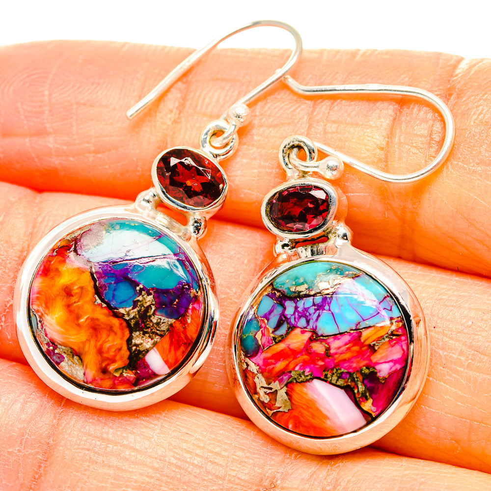 Kingman Pink Dahlia Turquoise Earrings handcrafted by Ana Silver Co - EARR430030