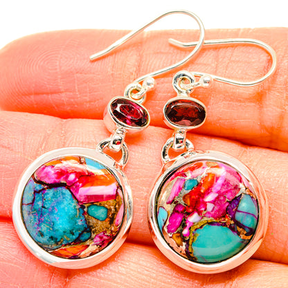 Kingman Pink Dahlia Turquoise Earrings handcrafted by Ana Silver Co - EARR430034