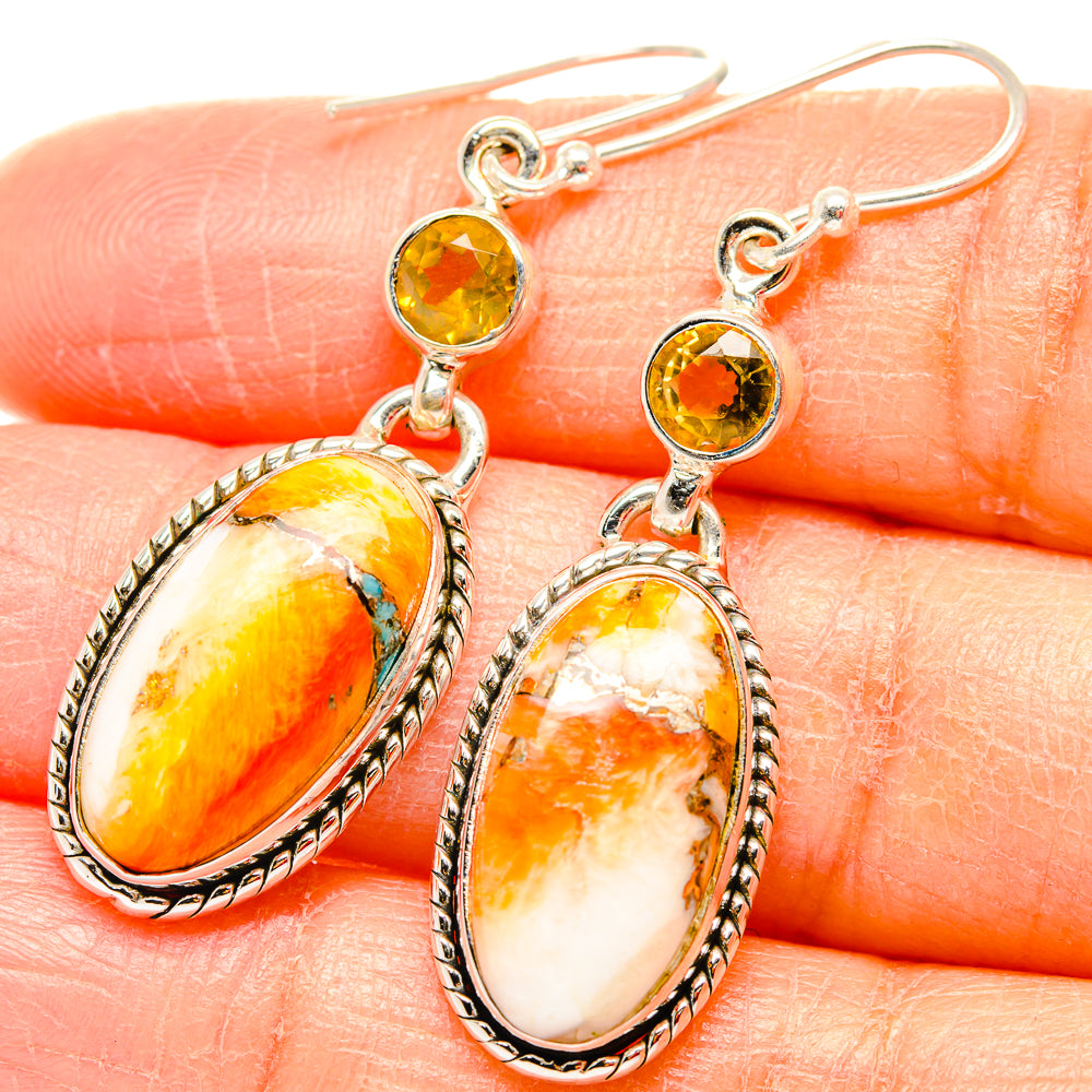 Spiny Oyster Turquoise Earrings handcrafted by Ana Silver Co - EARR430040
