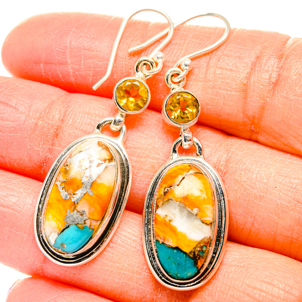 Spiny Oyster Turquoise Earrings handcrafted by Ana Silver Co - EARR430041
