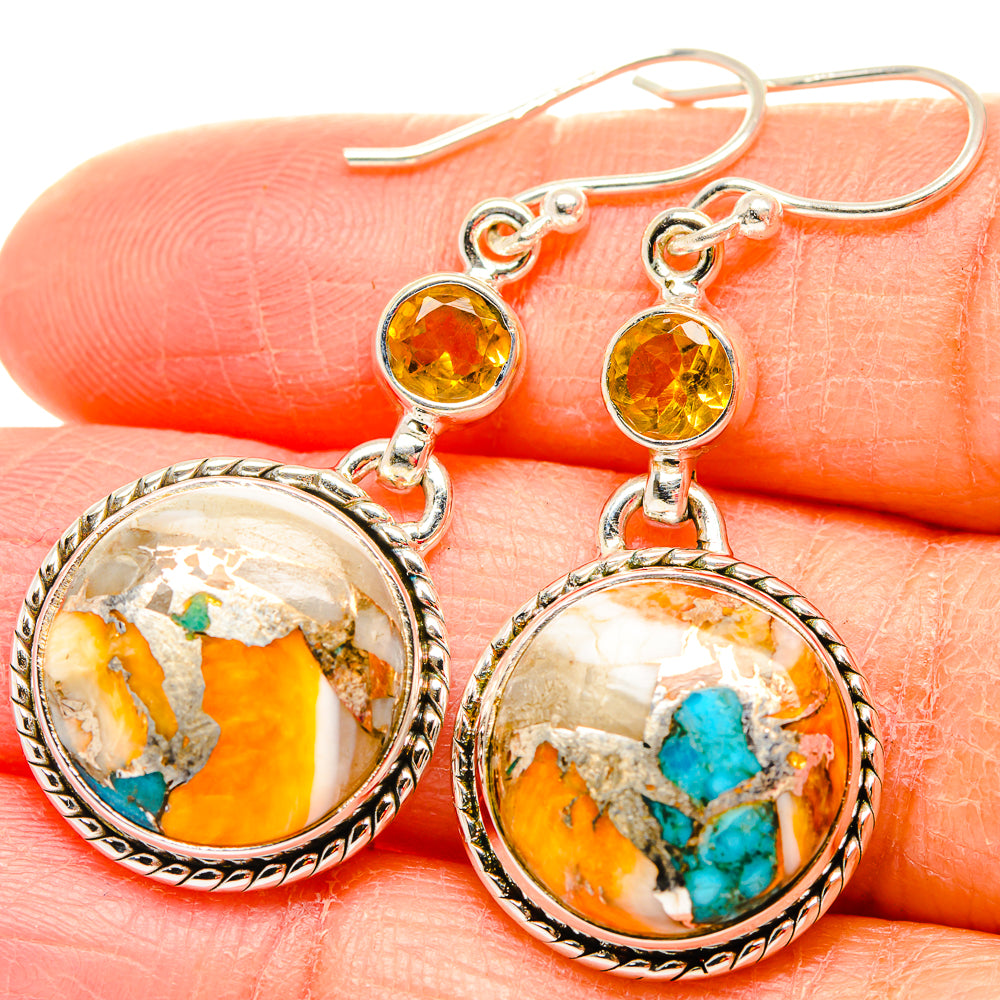 Spiny Oyster Turquoise Earrings handcrafted by Ana Silver Co - EARR430061