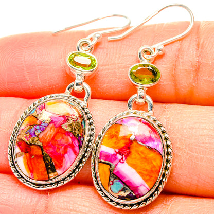 Kingman Pink Dahlia Turquoise Earrings handcrafted by Ana Silver Co - EARR430065