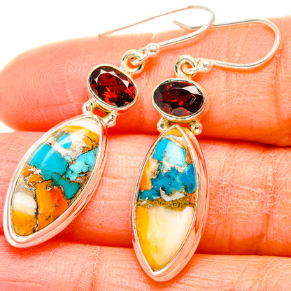 Spiny Oyster Turquoise Earrings handcrafted by Ana Silver Co - EARR430066