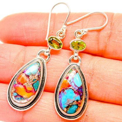 Kingman Pink Dahlia Turquoise Earrings handcrafted by Ana Silver Co - EARR430076