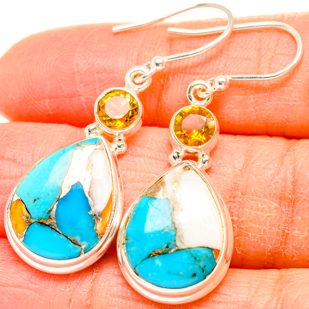 Blue Copper Composite Turquoise Earrings handcrafted by Ana Silver Co - EARR430098