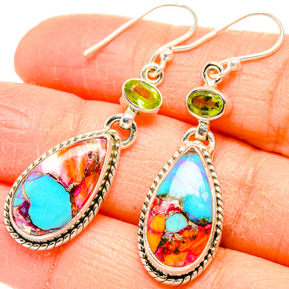 Kingman Pink Dahlia Turquoise Earrings handcrafted by Ana Silver Co - EARR430127