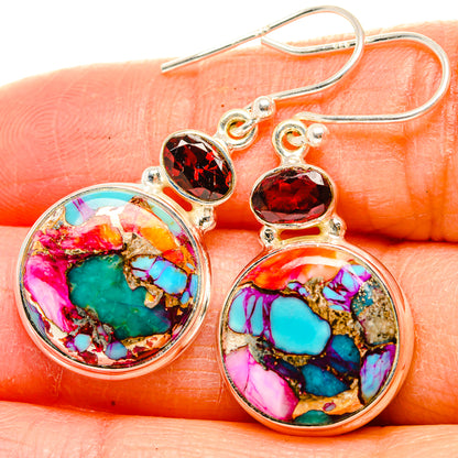 Kingman Pink Dahlia Turquoise Earrings handcrafted by Ana Silver Co - EARR430153