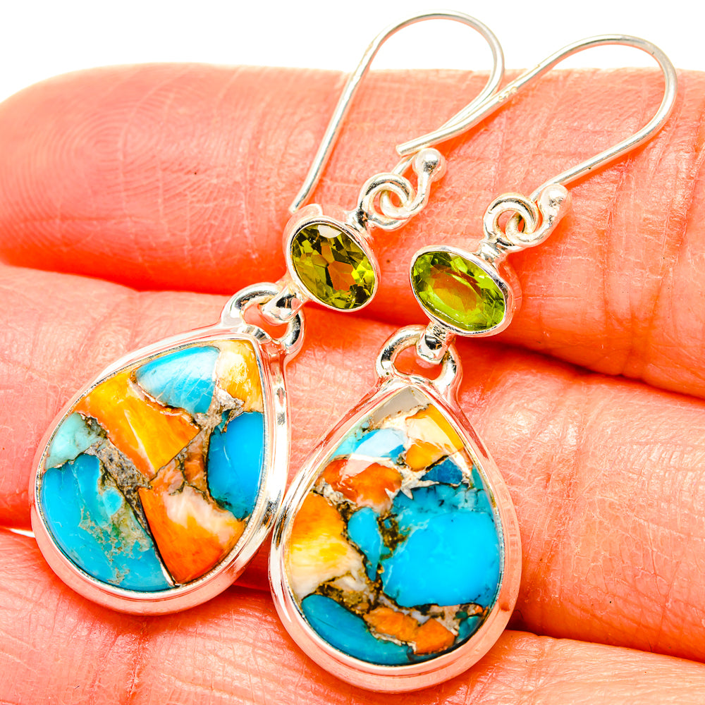 Spiny Oyster Turquoise Earrings handcrafted by Ana Silver Co - EARR430155