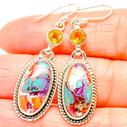 Kingman Pink Dahlia Turquoise Earrings handcrafted by Ana Silver Co - EARR430169