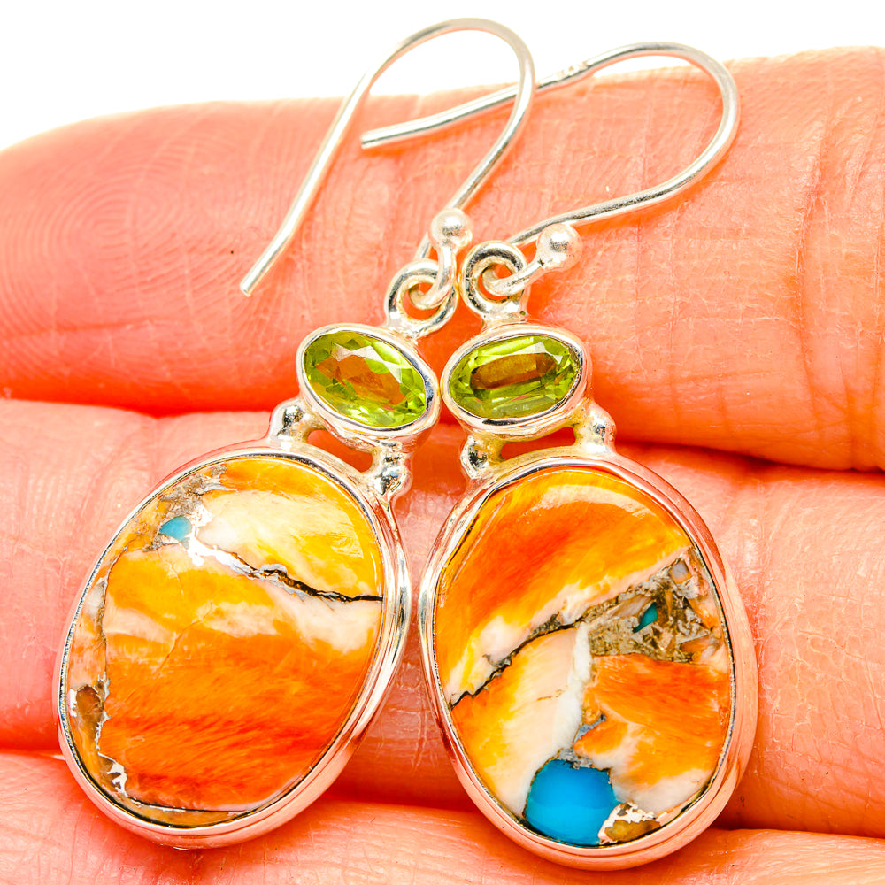 Spiny Oyster Turquoise Earrings handcrafted by Ana Silver Co - EARR430177