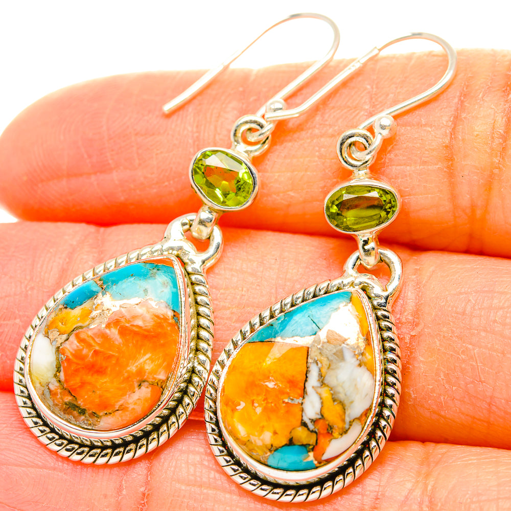 Spiny Oyster Turquoise Earrings handcrafted by Ana Silver Co - EARR430188