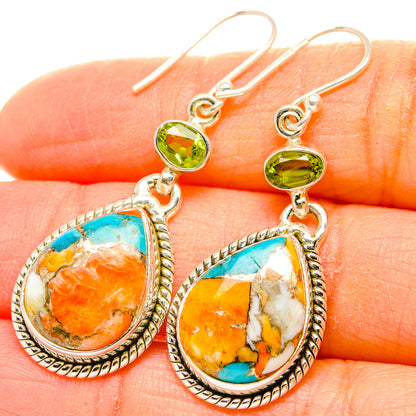 Spiny Oyster Turquoise Earrings handcrafted by Ana Silver Co - EARR430188