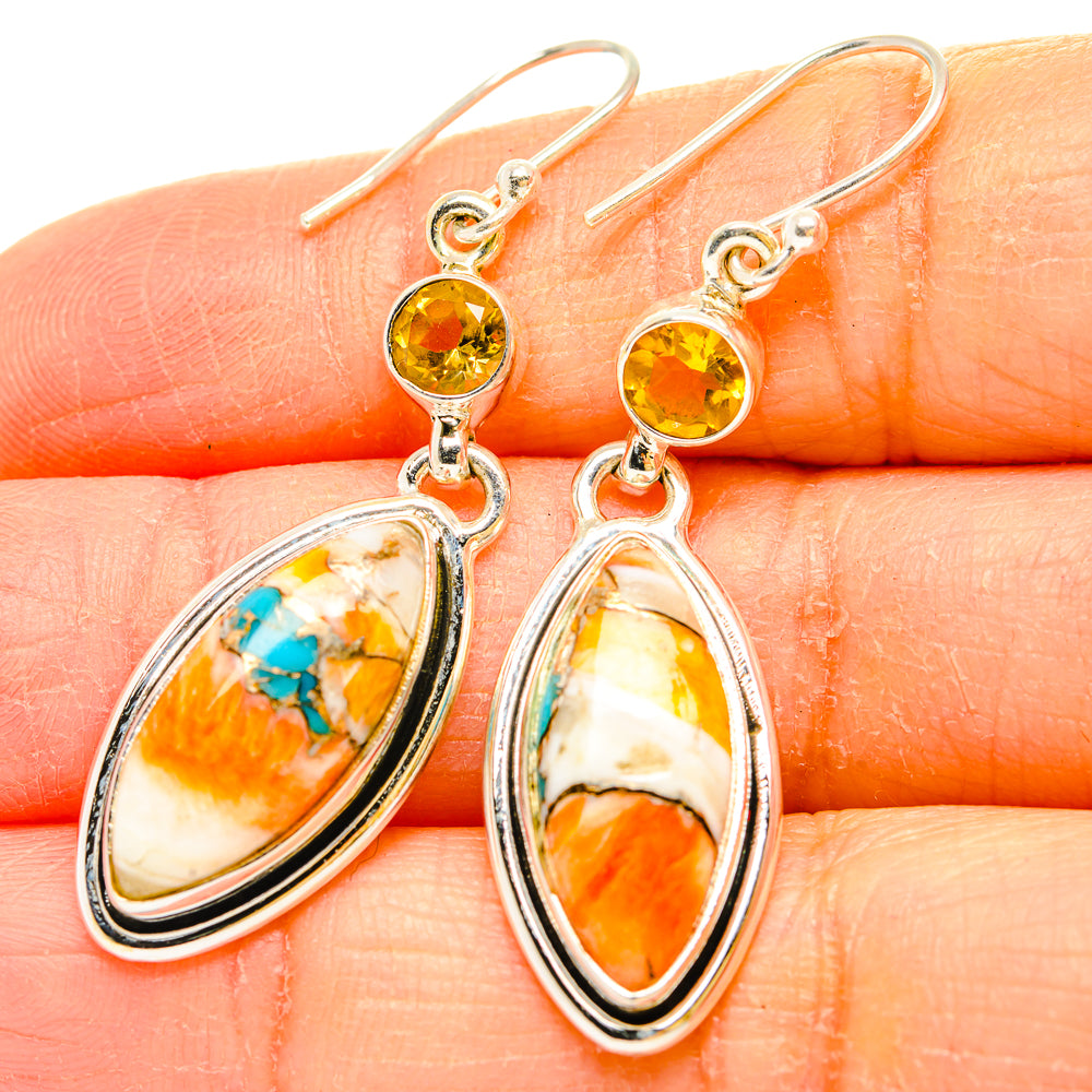 Spiny Oyster Turquoise Earrings handcrafted by Ana Silver Co - EARR430215