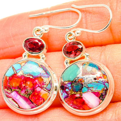 Kingman Pink Dahlia Turquoise Earrings handcrafted by Ana Silver Co - EARR430231