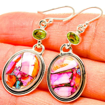 Kingman Pink Dahlia Turquoise Earrings handcrafted by Ana Silver Co - EARR430237