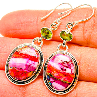 Kingman Pink Dahlia Turquoise Earrings handcrafted by Ana Silver Co - EARR430252