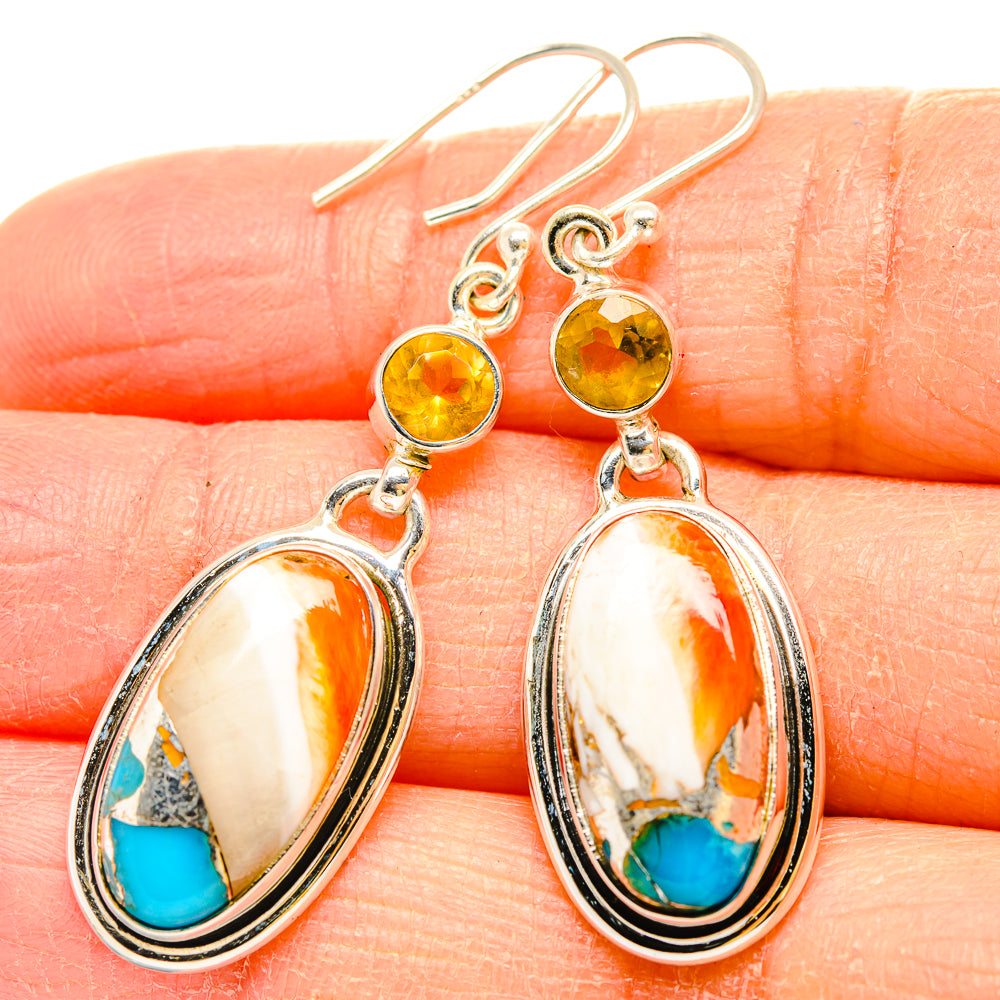 Kingman Pink Dahlia Turquoise Earrings handcrafted by Ana Silver Co - EARR430258