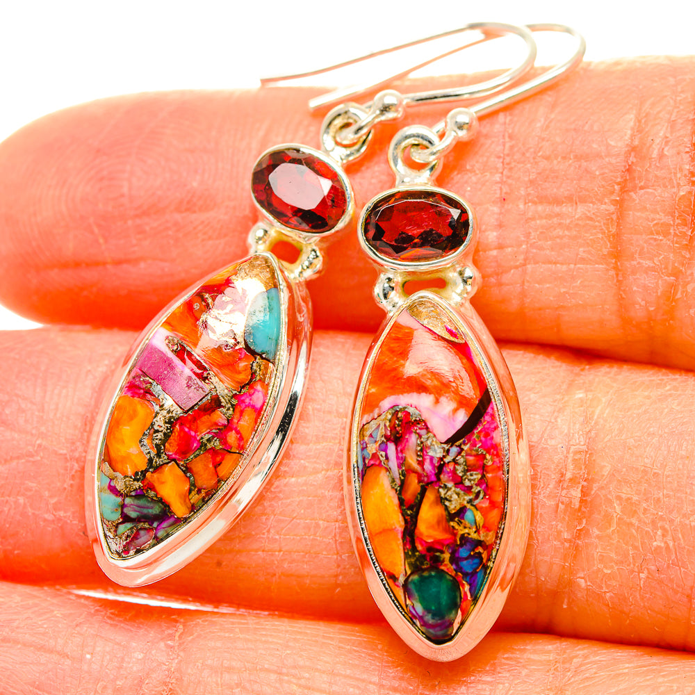Kingman Pink Dahlia Turquoise Earrings handcrafted by Ana Silver Co - EARR430260