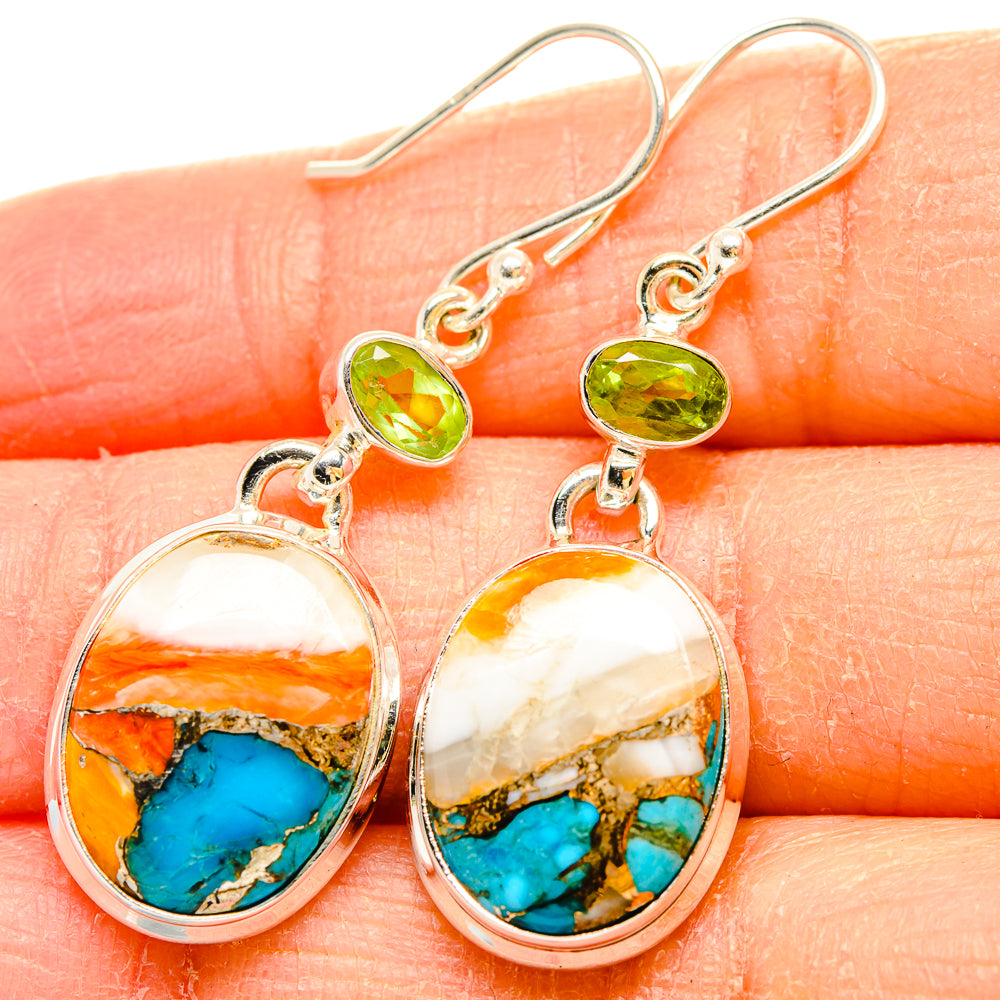 Spiny Oyster Turquoise Earrings handcrafted by Ana Silver Co - EARR430261