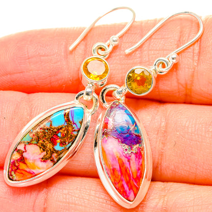 Kingman Pink Dahlia Turquoise Earrings handcrafted by Ana Silver Co - EARR430286
