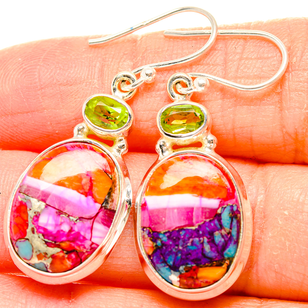 Kingman Pink Dahlia Turquoise Earrings handcrafted by Ana Silver Co - EARR430292