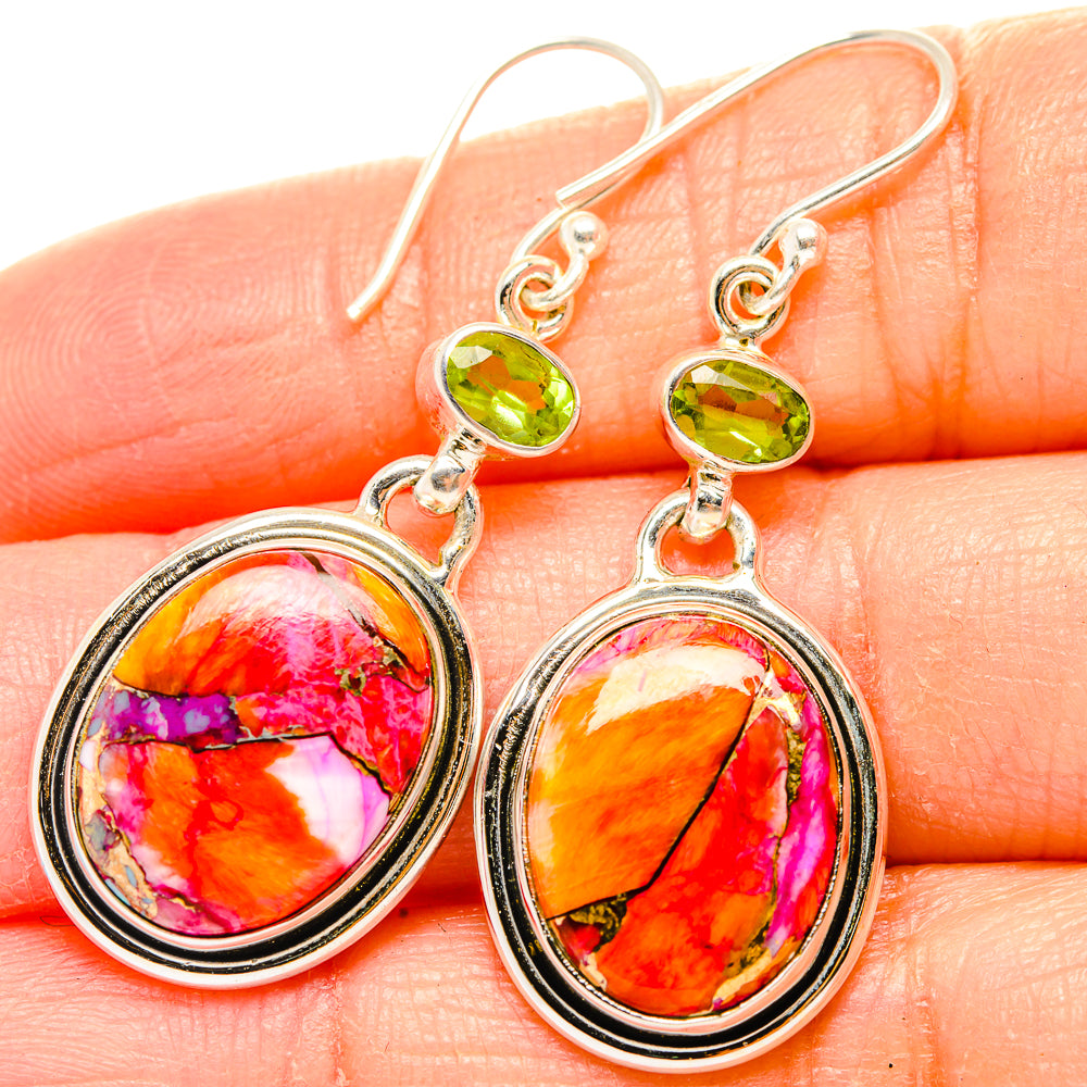 Kingman Pink Dahlia Turquoise Earrings handcrafted by Ana Silver Co - EARR430311