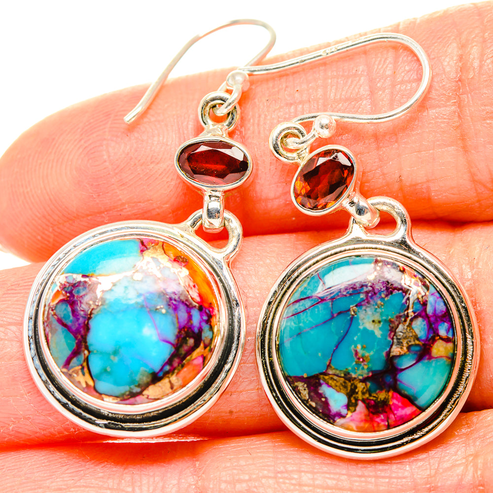 Kingman Pink Dahlia Turquoise Earrings handcrafted by Ana Silver Co - EARR430313