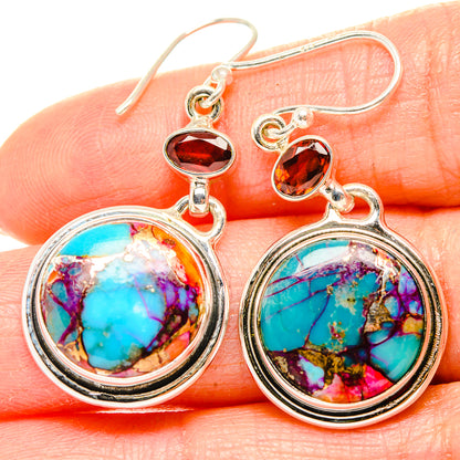 Kingman Pink Dahlia Turquoise Earrings handcrafted by Ana Silver Co - EARR430313