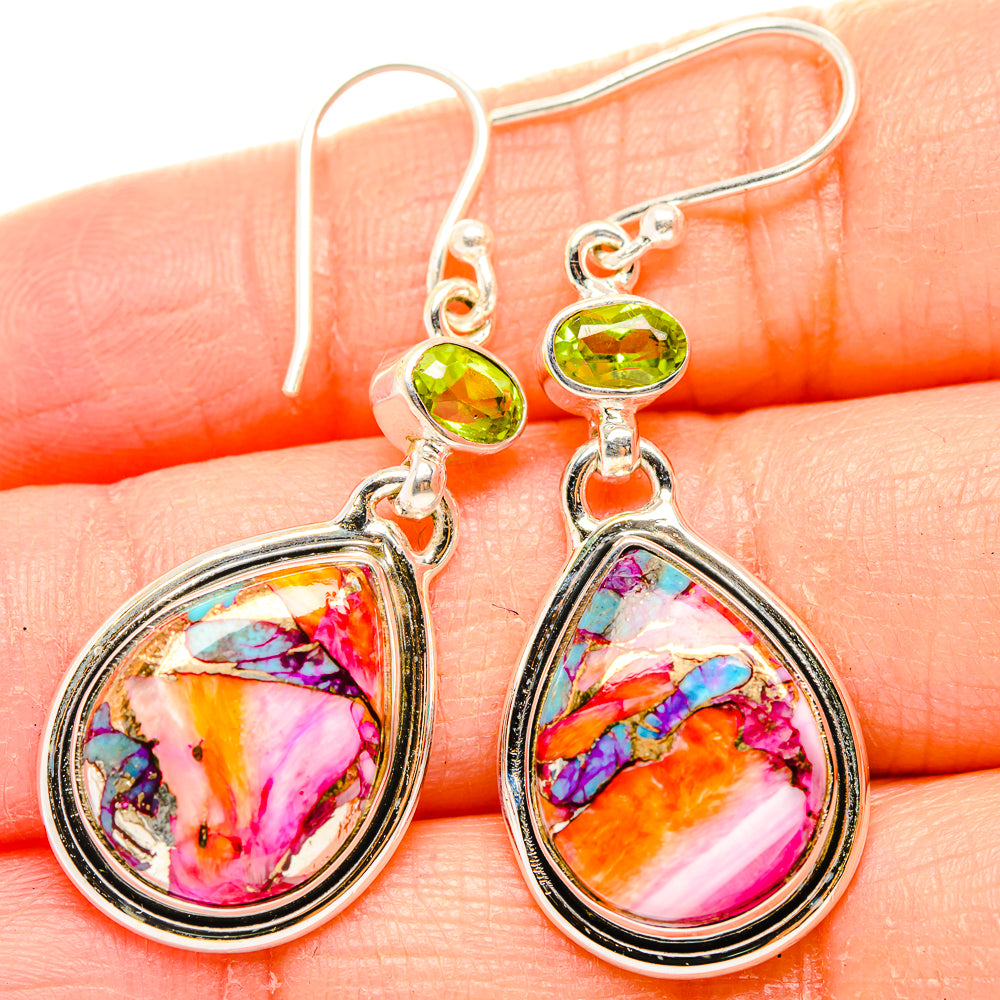 Kingman Pink Dahlia Turquoise Earrings handcrafted by Ana Silver Co - EARR430319