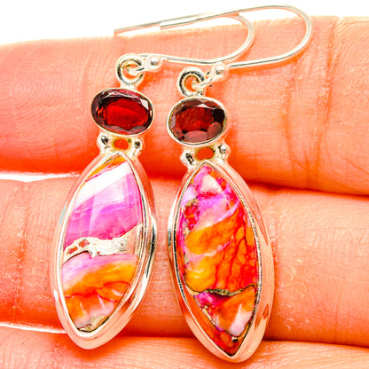 Kingman Pink Dahlia Turquoise Earrings handcrafted by Ana Silver Co - EARR430329