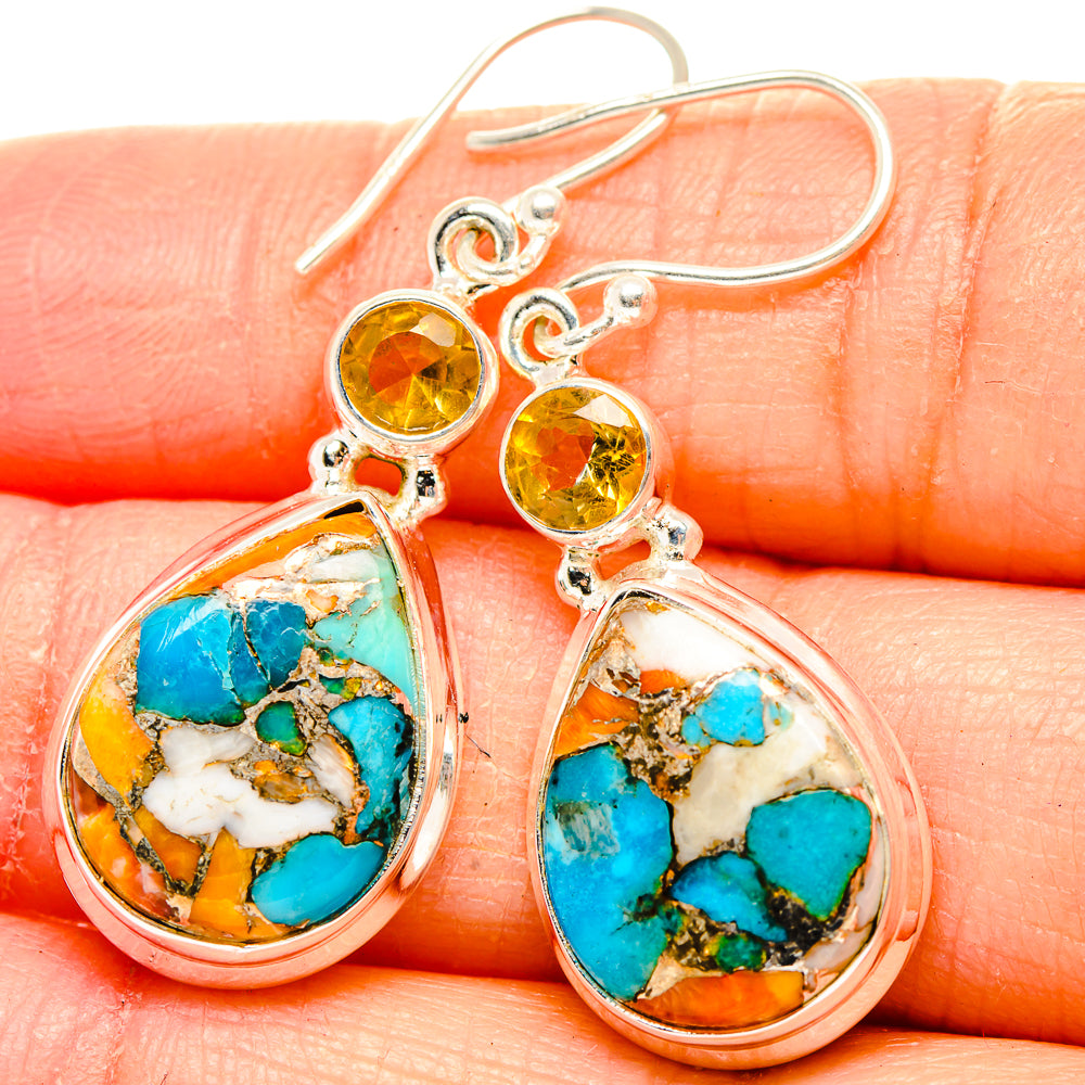 Spiny Oyster Turquoise Earrings handcrafted by Ana Silver Co - EARR430330