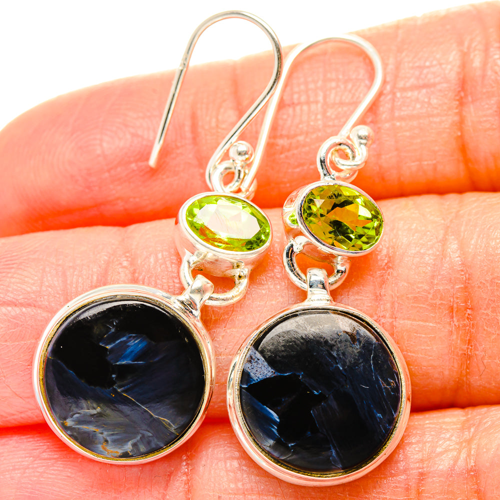 Pietersite, Peridot Earrings handcrafted by Ana Silver Co - EARR430336