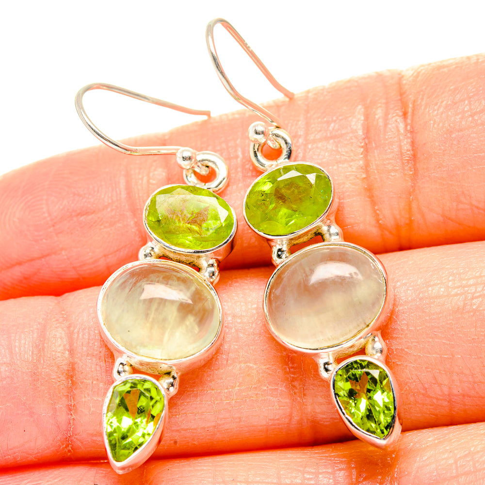 Prehnite, Peridot Earrings handcrafted by Ana Silver Co - EARR430337