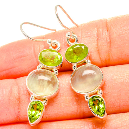 Prehnite, Peridot Earrings handcrafted by Ana Silver Co - EARR430337