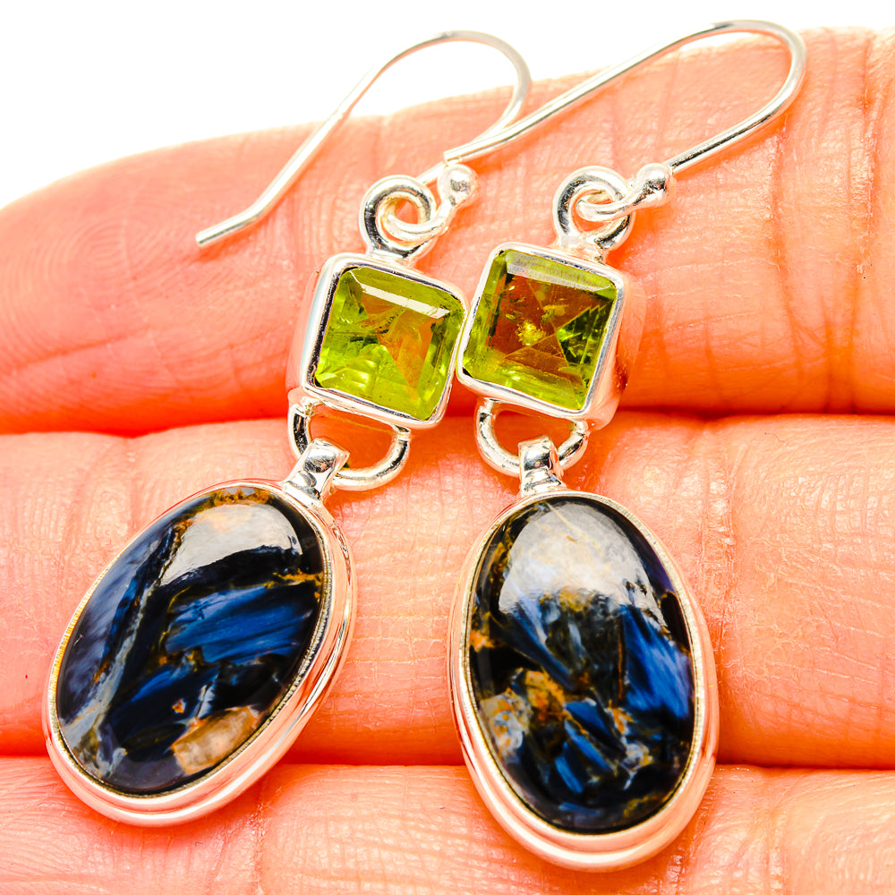 Pietersite, Peridot Earrings handcrafted by Ana Silver Co - EARR430343