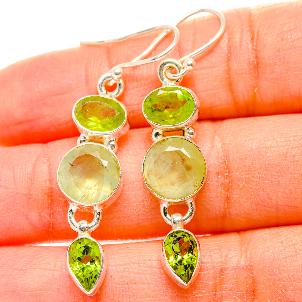 Prehnite, Peridot Earrings handcrafted by Ana Silver Co - EARR430356