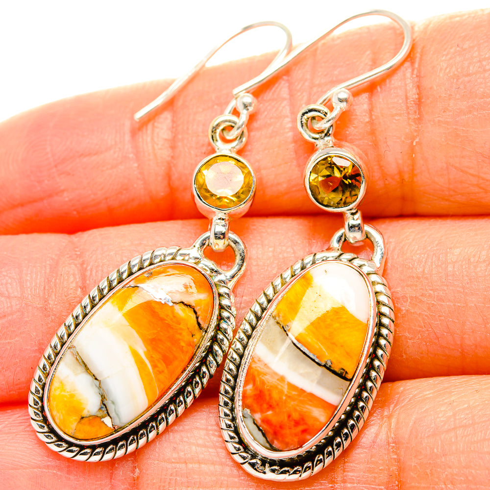 Spiny Oyster Turquoise, Citrine Earrings handcrafted by Ana Silver Co - EARR430359