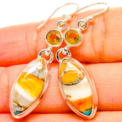 Spiny Oyster Turquoise, Citrine Earrings handcrafted by Ana Silver Co - EARR430361