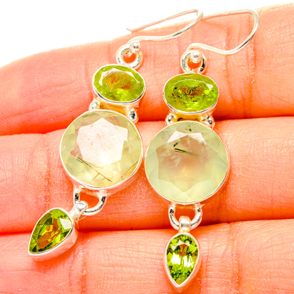 Prehnite, Peridot Earrings handcrafted by Ana Silver Co - EARR430363