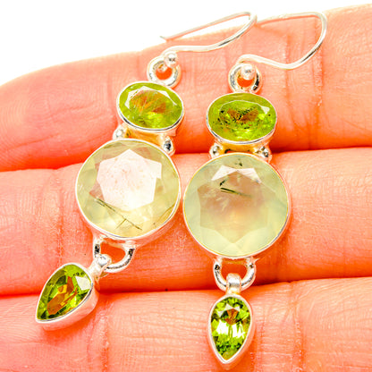 Prehnite, Peridot Earrings handcrafted by Ana Silver Co - EARR430363
