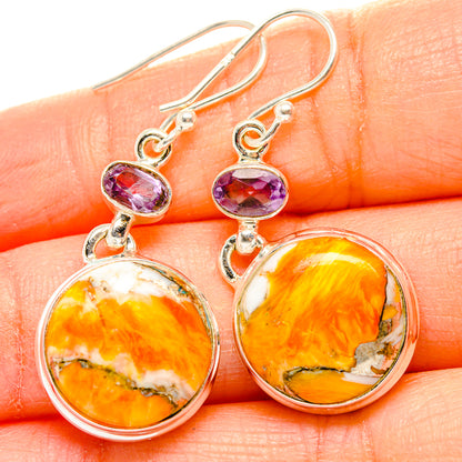Spiny Oyster Turquoise, Amethyst Earrings handcrafted by Ana Silver Co - EARR430367