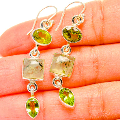 Prehnite, Peridot Earrings handcrafted by Ana Silver Co - EARR430368