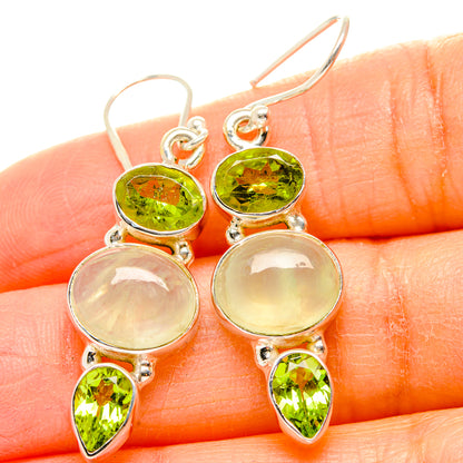 Prehnite, Peridot Earrings handcrafted by Ana Silver Co - EARR430373