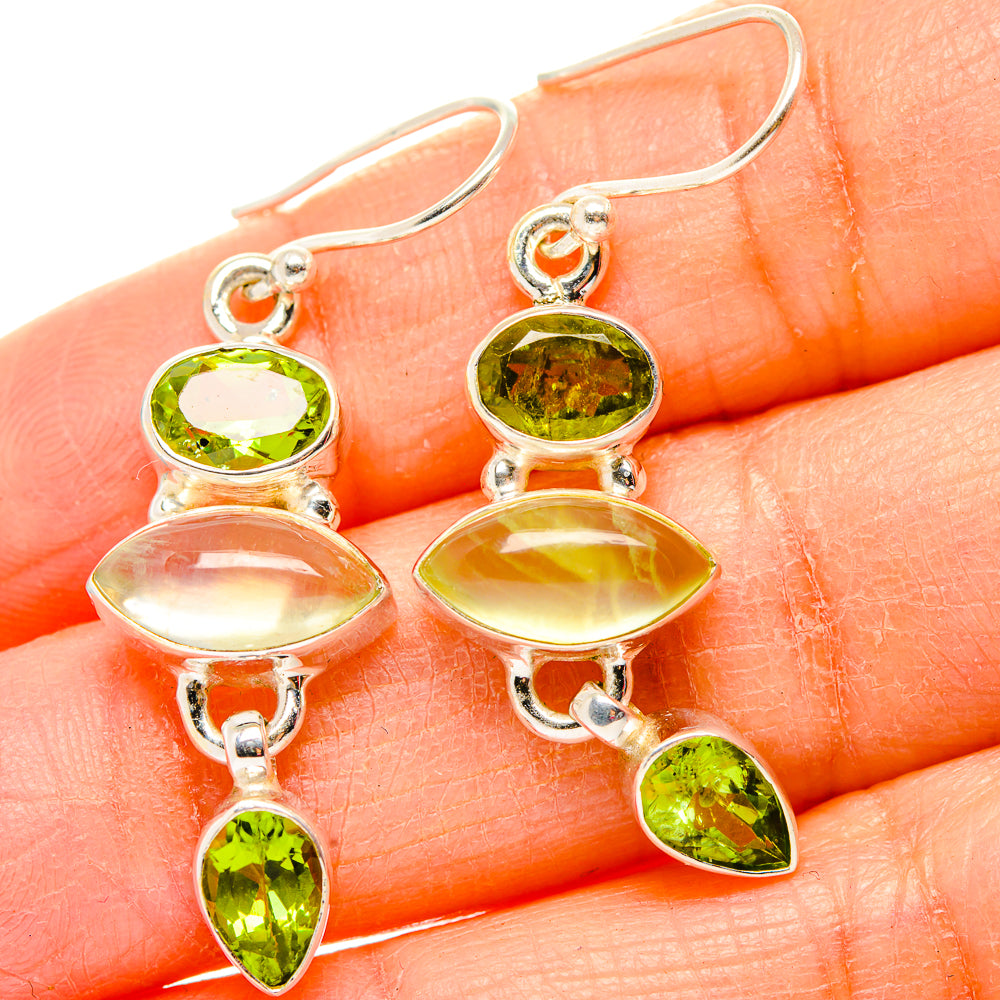 Prehnite, Peridot Earrings handcrafted by Ana Silver Co - EARR430374