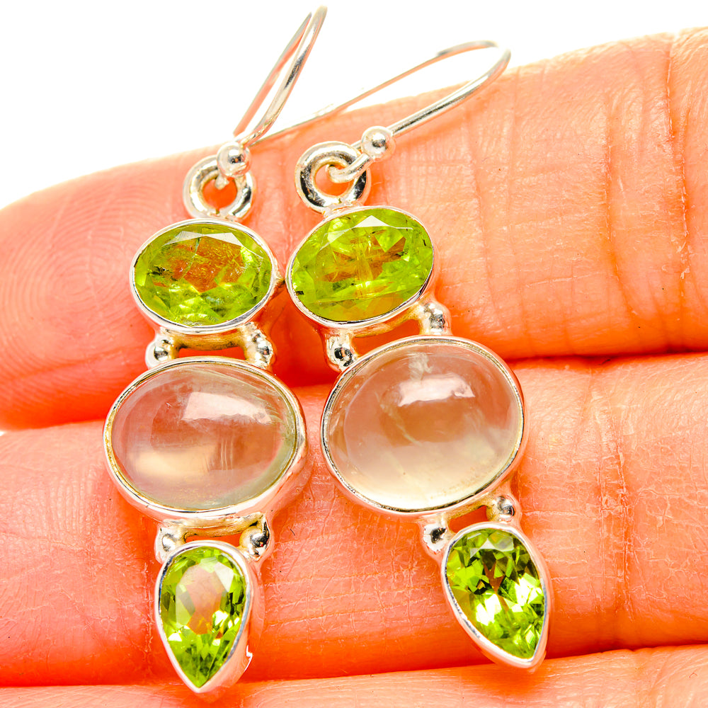 Prehnite, Peridot Earrings handcrafted by Ana Silver Co - EARR430379